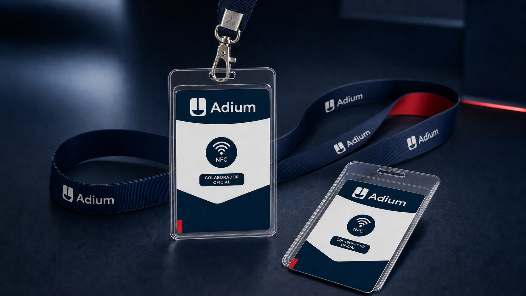 Carnet inteligente NFC, lanyard corporativo y portacarnet desarrollados como solución para Adium